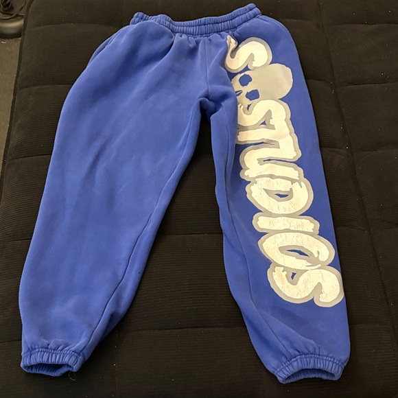 Vintage SB Studios Blue Joggers with Bold Graphic Print